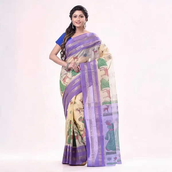 Purple_Cotton_Handloom_Self_Design_Tant_Saree_For_Women