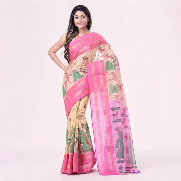 Pink_Cotton_Handloom_Self_Design_Tant_Saree_For_Women