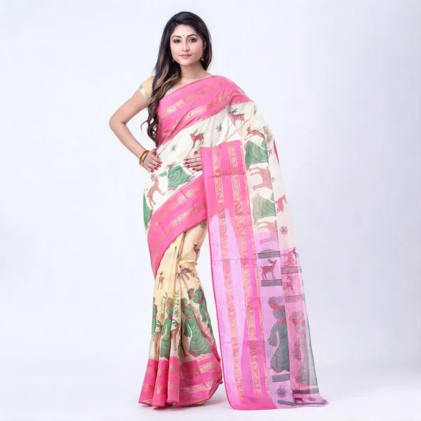 Pink_Cotton_Handloom_Self_Design_Tant_Saree_For_Women