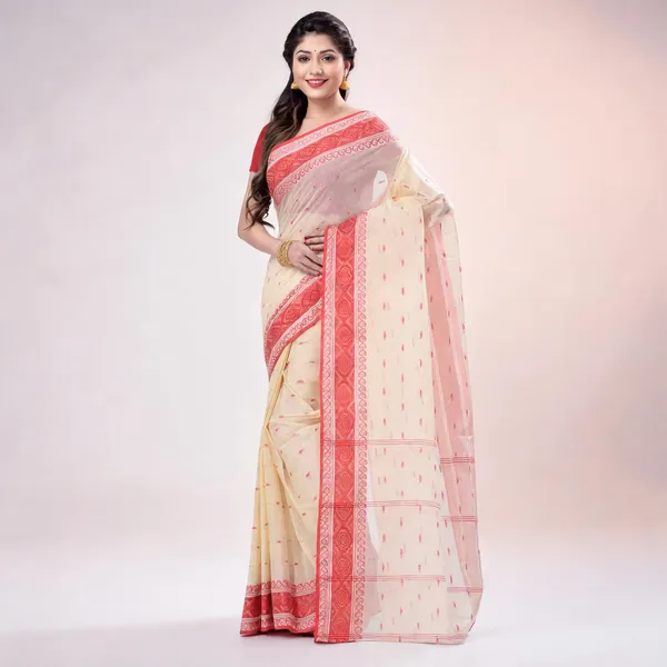 Red_Off-White_Cotton_Woven_Tant_Saree_For_Women