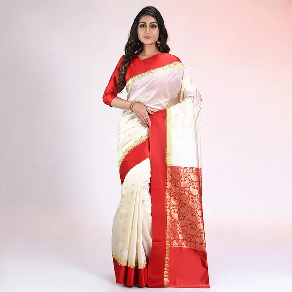 Red_Cotton_Silk_Handloom_Garad_Saree_With_Blouse_For_Women