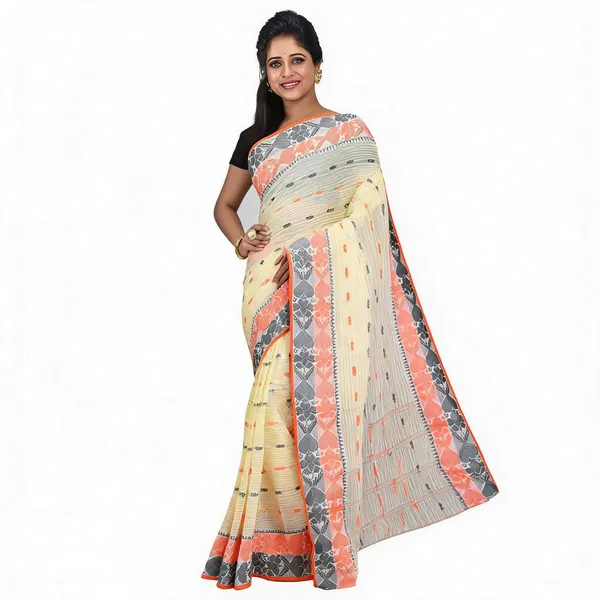 White_Pink_Blue_Cotton_Handloom_Woven_Saree_For_Women