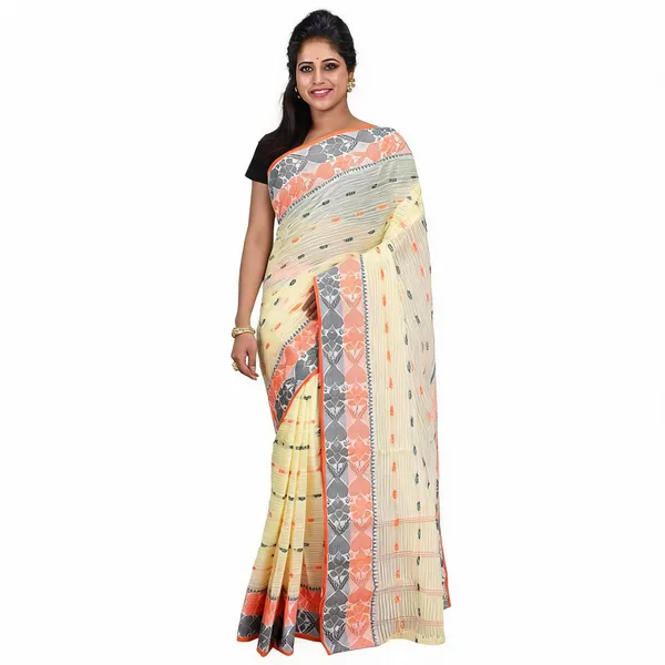 White_Pink_Blue_Cotton_Handloom_Woven_Saree_For_Women