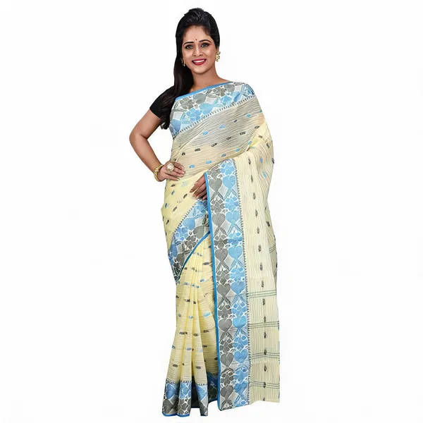 Sky_Blue_Grey_Black_Cotton_Handloom_Woven_Saree_For_Women