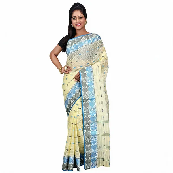 Sky_Blue_Grey_Black_Cotton_Handloom_Woven_Saree_For_Women
