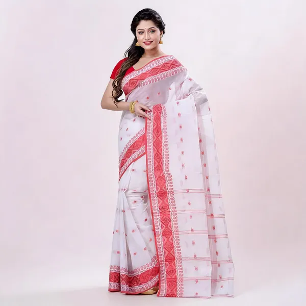 Red_White_Cotton_Floral_Woven_Saree_For_Women