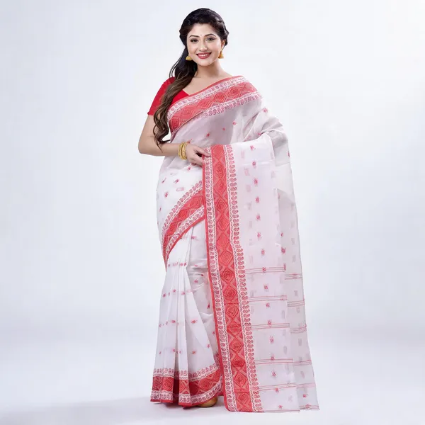 Red_White_Cotton_Floral_Woven_Saree_For_Women