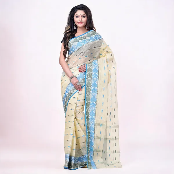 Blue_Green_Grey_Cotton_Handloom_Woven_Saree_For_Women
