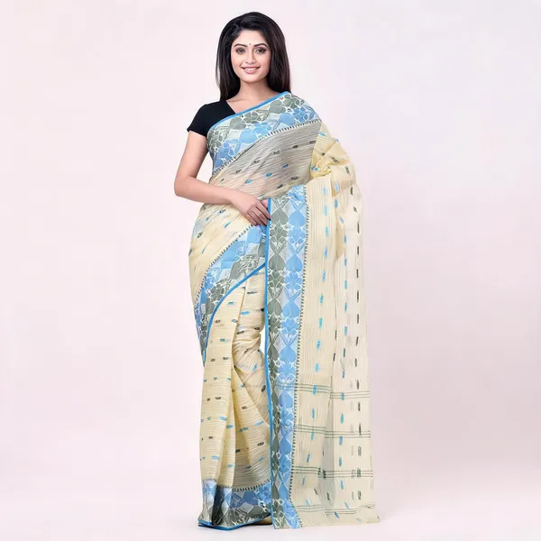 Blue_Green_Grey_Cotton_Handloom_Woven_Saree_For_Women