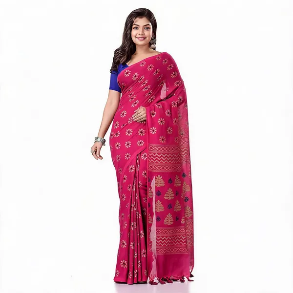 Pink_Cotton_Handloom_Woven_Saree_With_Blouse_For_Women