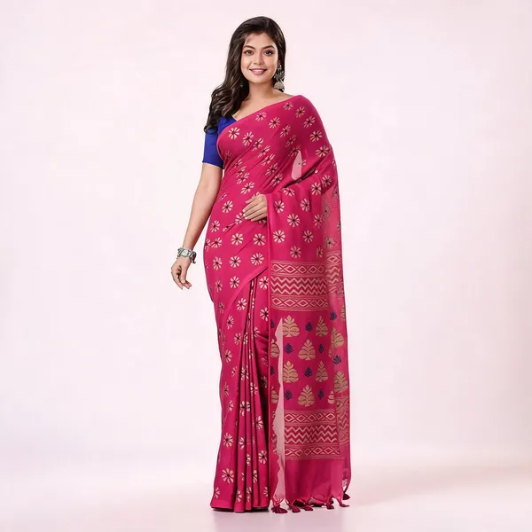 Pink_Cotton_Handloom_Woven_Saree_With_Blouse_For_Women