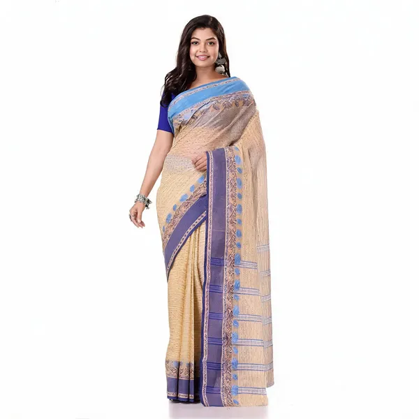 Off_White_Blue_Cotton_Handloom_Woven_Saree_For_Women