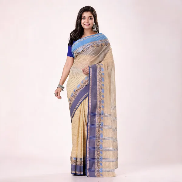 Off_White_Blue_Cotton_Handloom_Woven_Saree_For_Women