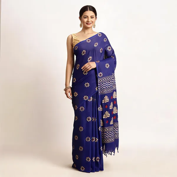 Blue_Cotton_Handloom_Woven_Saree_With_Blouse_Piece_For_Women