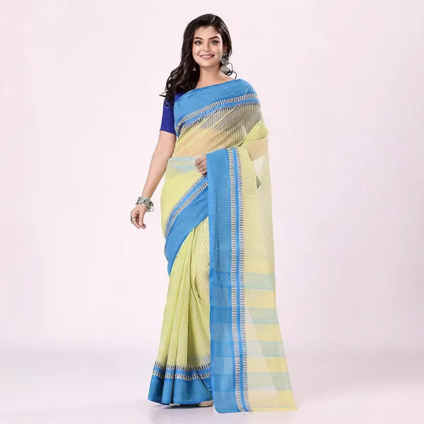 Butter_Blue_Cotton_Woven_Tant_Saree_For_Women