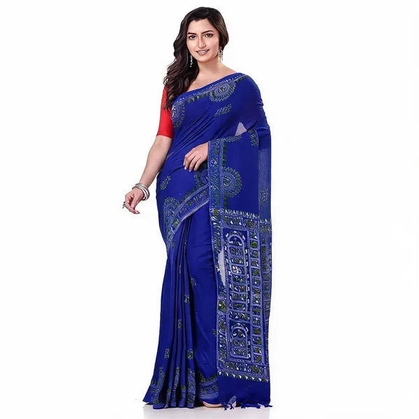 Blue_Cotton_Handloom_Saree_With_Blouse_Piece_For_Women