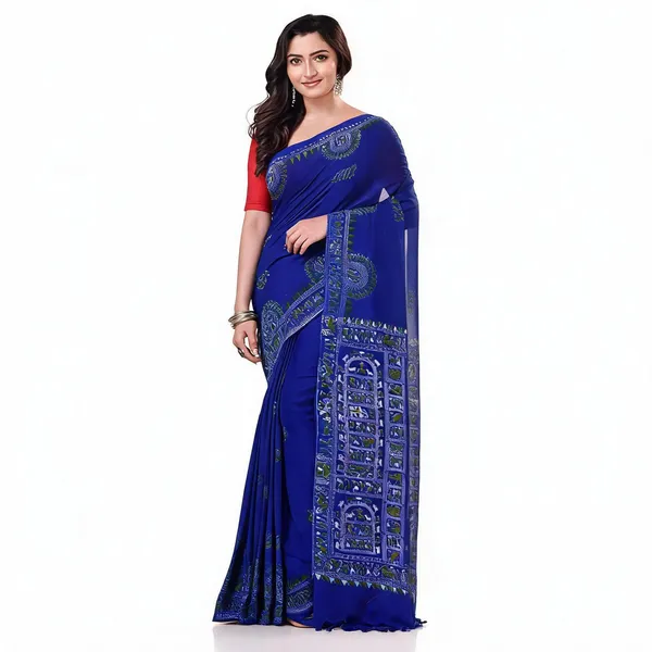 Blue_Cotton_Handloom_Saree_With_Blouse_Piece_For_Women