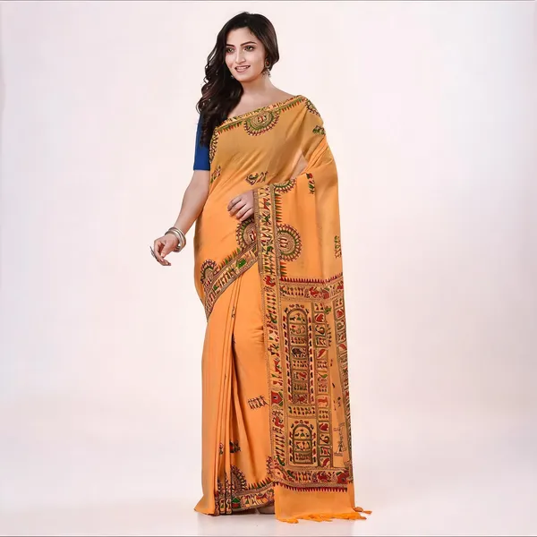 Yellow_Purple_Cotton_Handloom_Woven_Saree_With_Blouse_Piece_For_Women