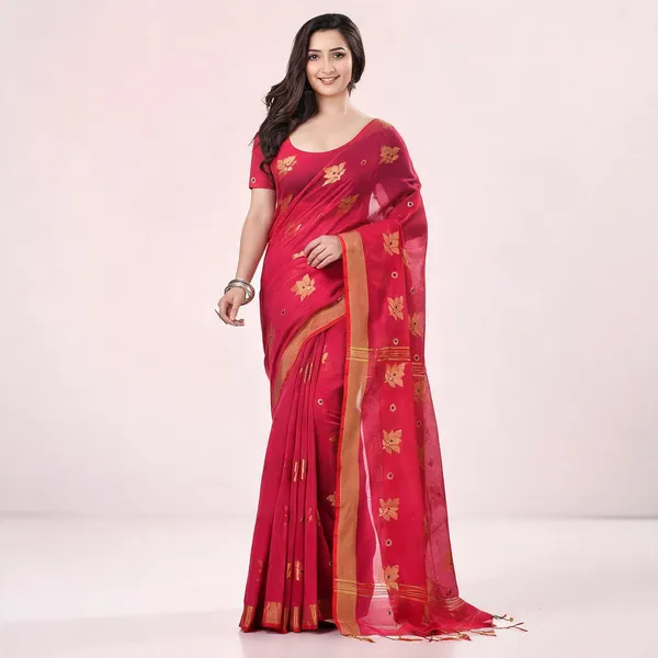 Pink_Cotton_Silk_Handloom_Floral_Saree_For_Women
