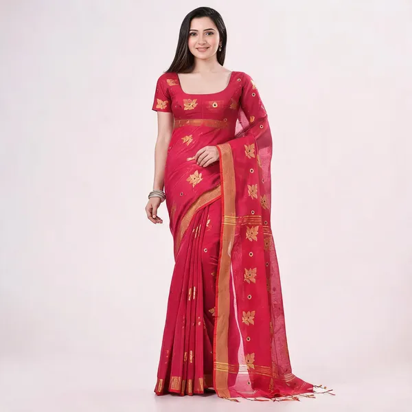 Pink_Cotton_Silk_Handloom_Floral_Saree_For_Women