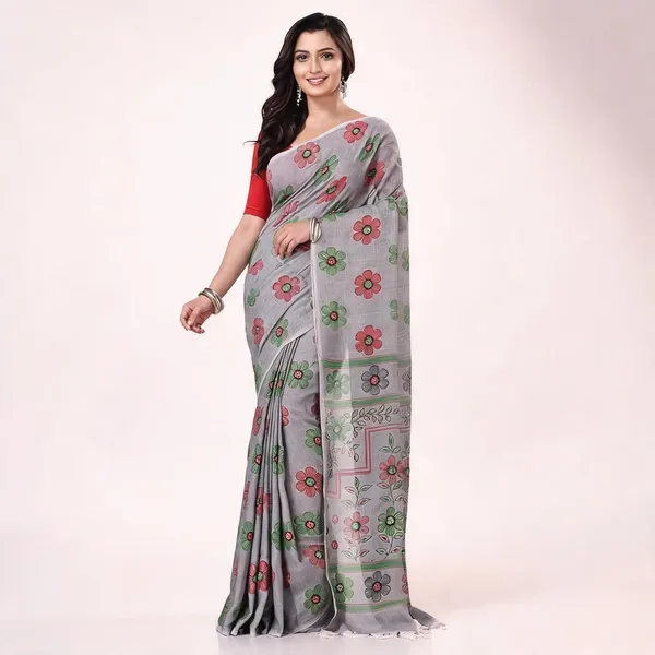 Grey_Cotton_Floral_Contemporary_Saree_For_Women