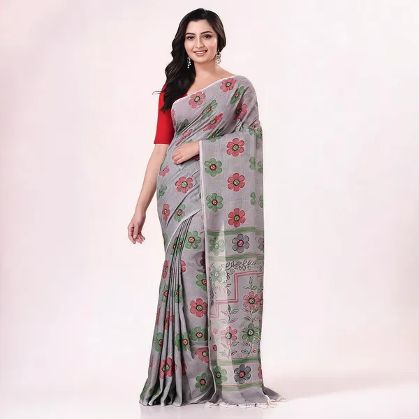 Grey_Cotton_Floral_Contemporary_Saree_For_Women