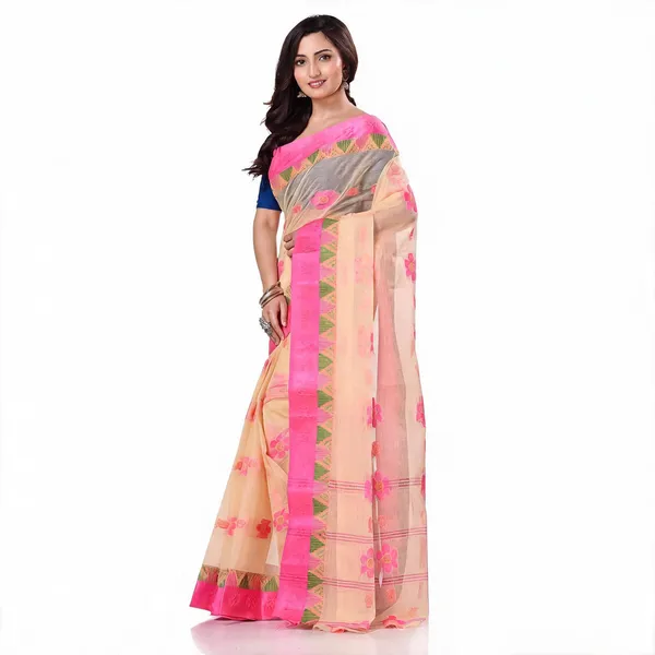 Pink_Cotton_Bengal_Handloom_Woven_Saree_For_Women