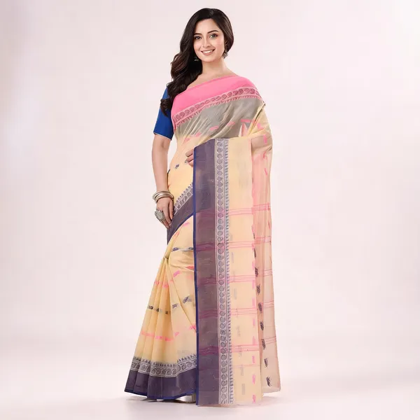 Cream_Cotton_Handloom_Woven_Tant_Saree_For_Women