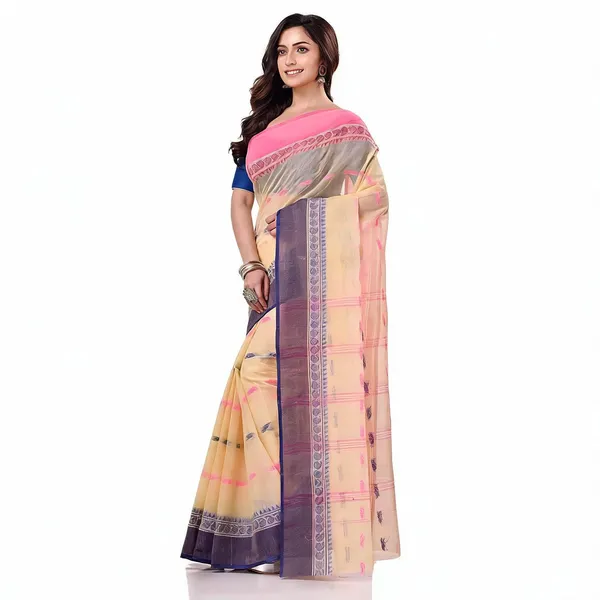 Cream_Cotton_Handloom_Woven_Tant_Saree_For_Women