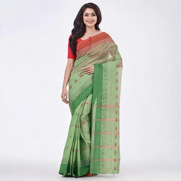 Green_Cotton_Woven_Handloom_Saree_For_Women