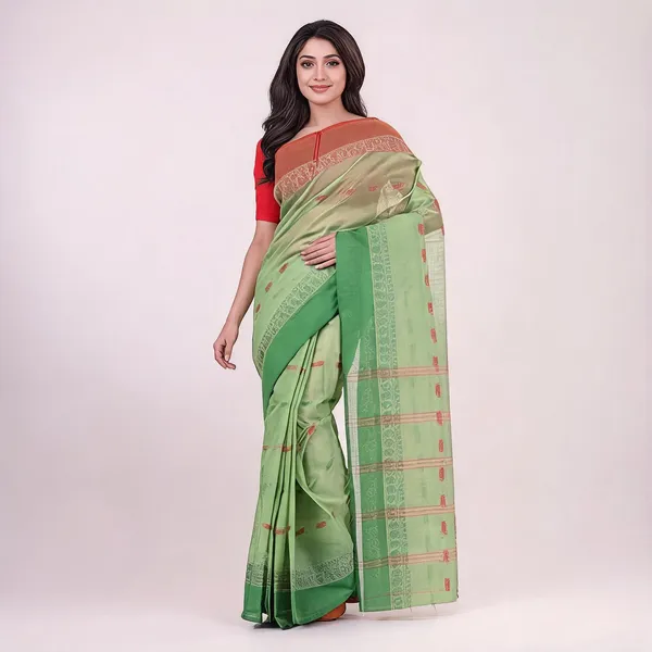 Green_Cotton_Woven_Handloom_Saree_For_Women