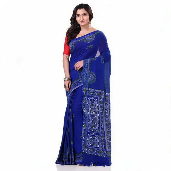 Blue_Cotton_Handloom_Woven_Saree_With_Blouse_Piece_For_Women