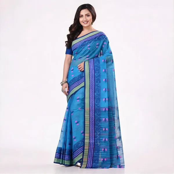 Blue_Cotton_Woven_Handloom_Tant_Saree_For_Women