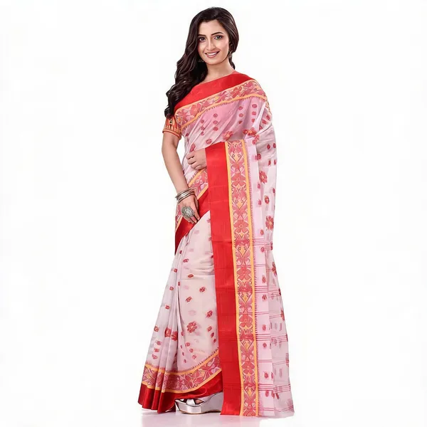 White_Red_Cotton_Handloom_Phulkoli_Woven_Saree_For_Women