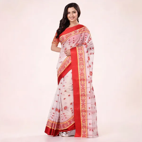 White_Red_Cotton_Handloom_Phulkoli_Woven_Saree_For_Women