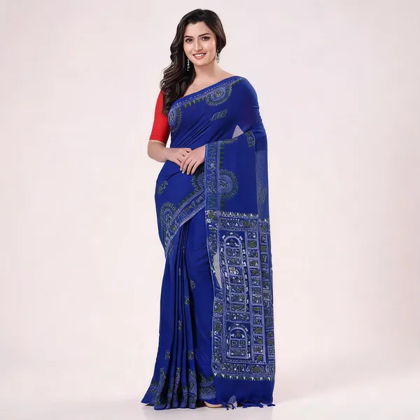 Blue_Cotton_Handloom_Woven_Saree_With_Blouse_Piece_For_Women