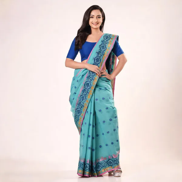 Firoza_Cotton_Handloom_Tri_Leaf_Woven_Saree_For_Women