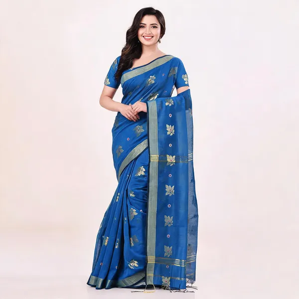 Light_Blue_Cotton_Silk_Handloom_Floral_Saree_For_Women