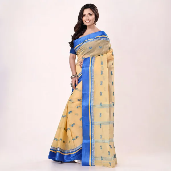 Beige_Blue_Cotton_Handloom_Navarupa_Velvet_Border_Saree_For_Women