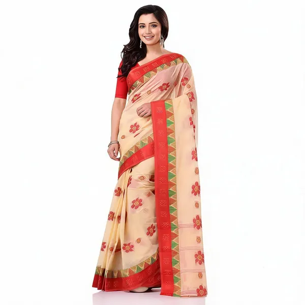 Red_Cotton_Bengal_Handloom_Woven_Saree_For_Women