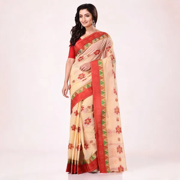 Red_Cotton_Bengal_Handloom_Woven_Saree_For_Women