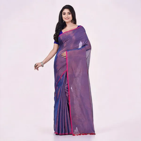 Purple_Cotton_Silk_Solid_Traditional_Saree_With_Blouse_Piece_For_Women