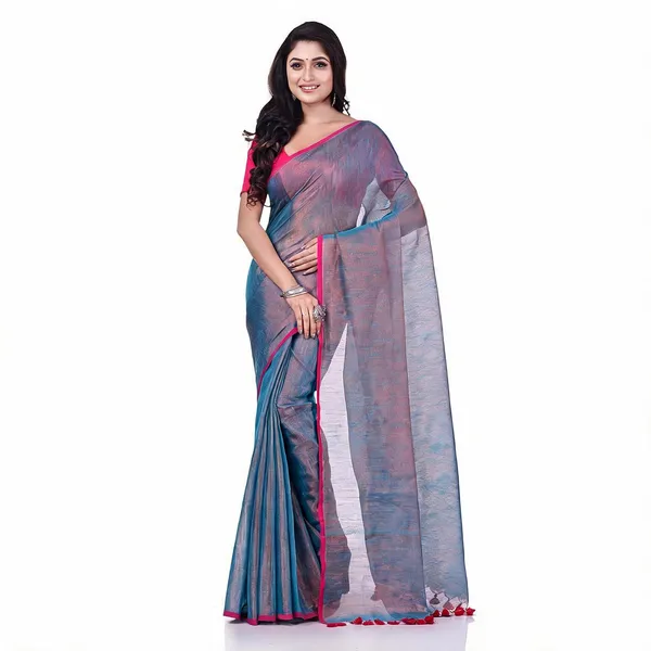 Blue_Cotton_Handloom_Mayur_Konthi_Saree_With_Blouse_Piece_For_Women