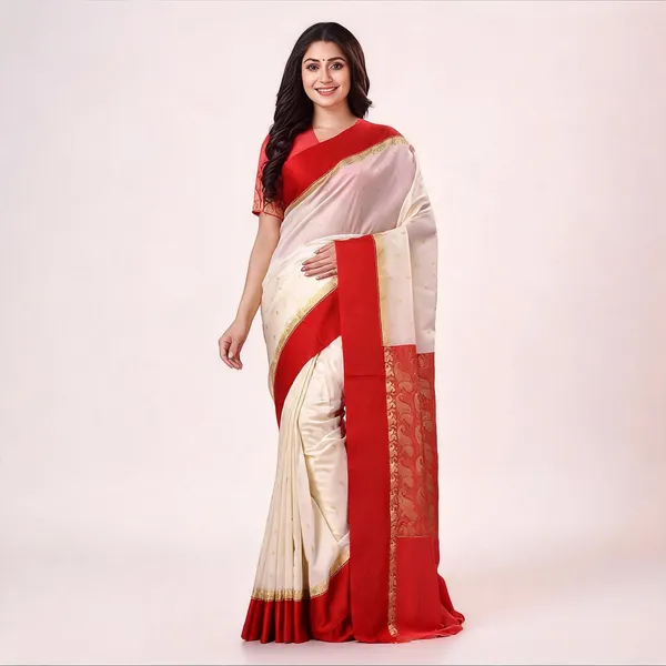 White_Red_Silk_Handloom_Traditional_Art_Garad_Saree_For_Women