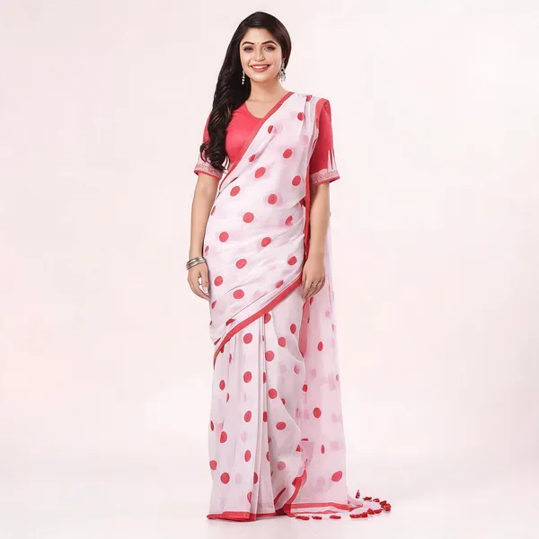 White_Red_Cotton_Handloom_Woven_Saree_For_Women