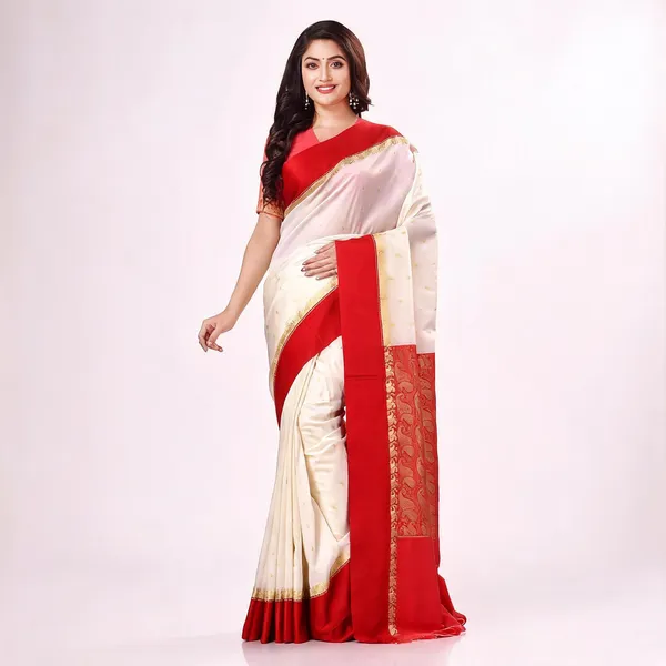 White_Red_Silk_Handloom_Kalka_Traditional_Saree_For_Women