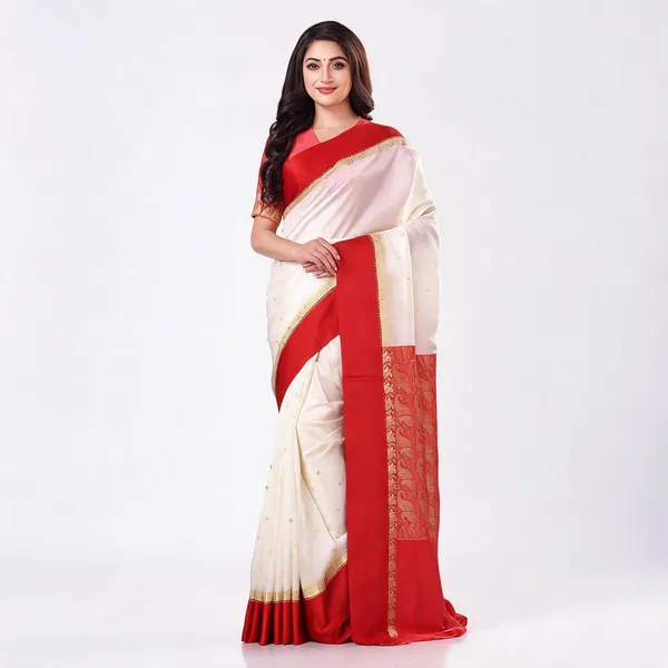 White_Red_Silk_Handloom_Kalka_Traditional_Saree_For_Women