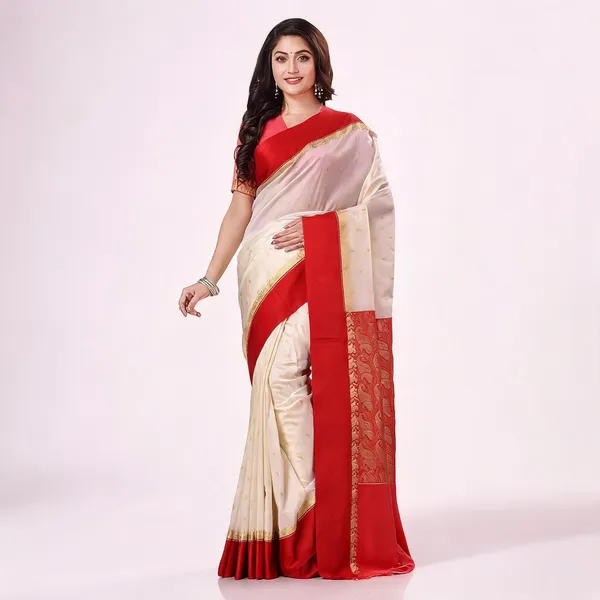 White_Red_Silk_Handloom_Garad_Saree_For_Women