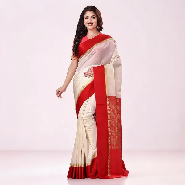 White_Red_Silk_Handloom_Garad_Saree_For_Women
