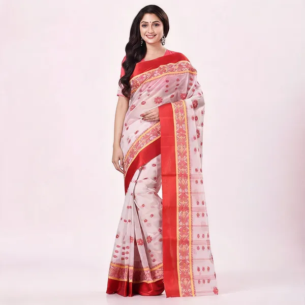 White_Red_Cotton_Phulkoli_Handloom_Woven_Saree_For_Women
